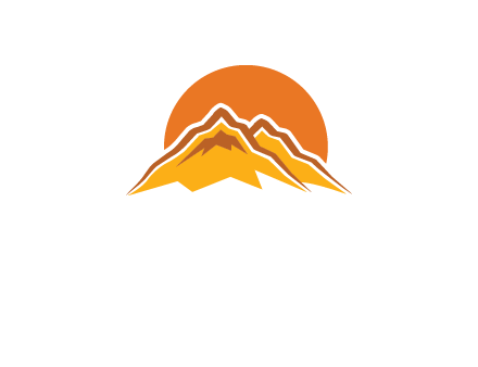 rocky mountains with sunrise icon