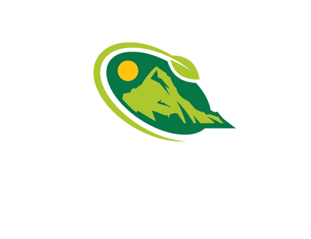 leaf swoosh and mountain logo