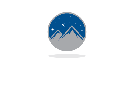 mountain peaks in circle with stars logo