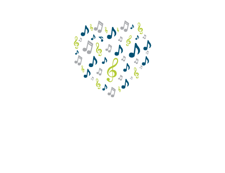 heart shaped music notes logo icon