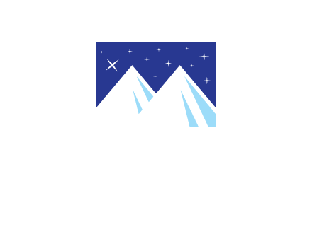 ski mountain peaks with stars icon