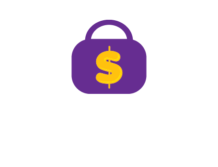 dollar sign on a handbag icon