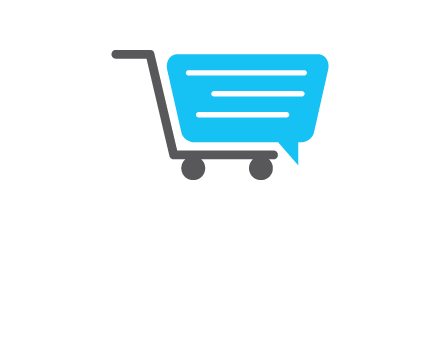 chat bubble shopping cart logo