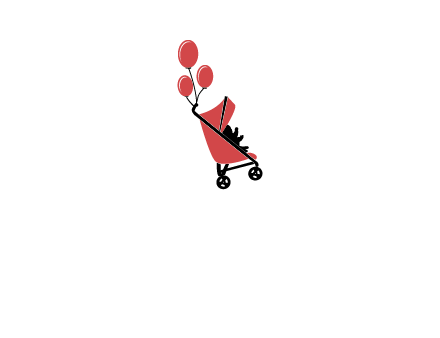 baby carriage with balloons