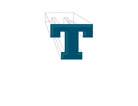 3D letter T construction logo