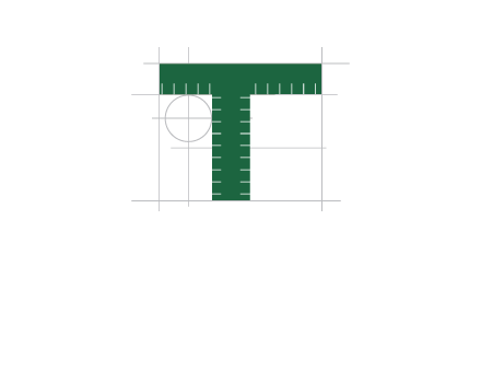 letter T as ruler construction logo