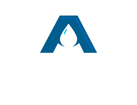 Letter A with a water drop in center Logo