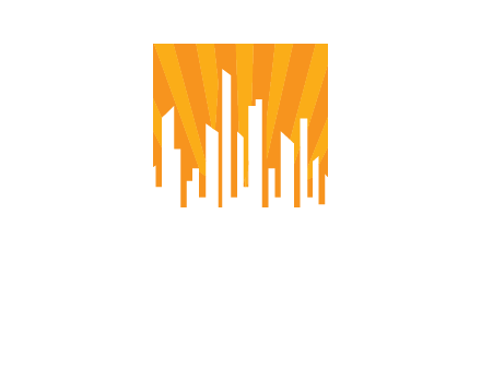 buildings with sun rays logo