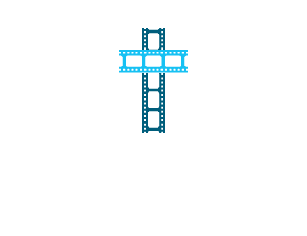 cross and film reel logo