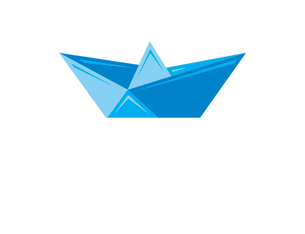 paper ship icon in origami logo