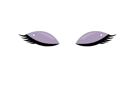 closed eyes with makeup and big eyelashes beauty logo