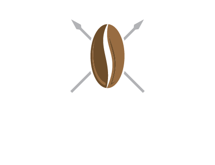 spears behind coffee bean as shield food logo