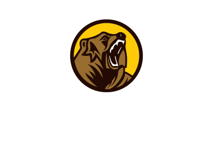 wild bear illustration in circle