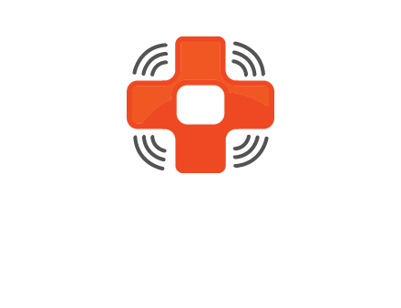 cross with broadcasting waves in communication logo