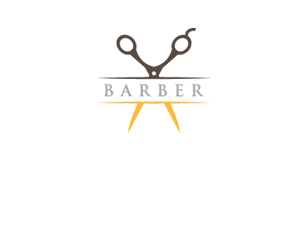 open scissors in barber logo