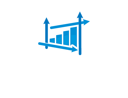 bar graph with direction arrows logo